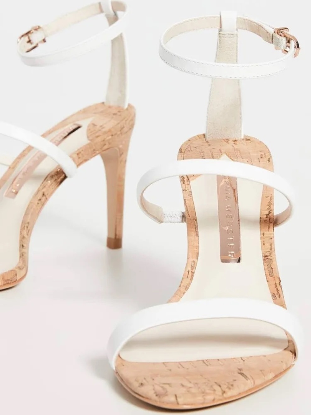 Sophia Webster White Strappy Cork-Heel Sandals - Picture 5 of 13
